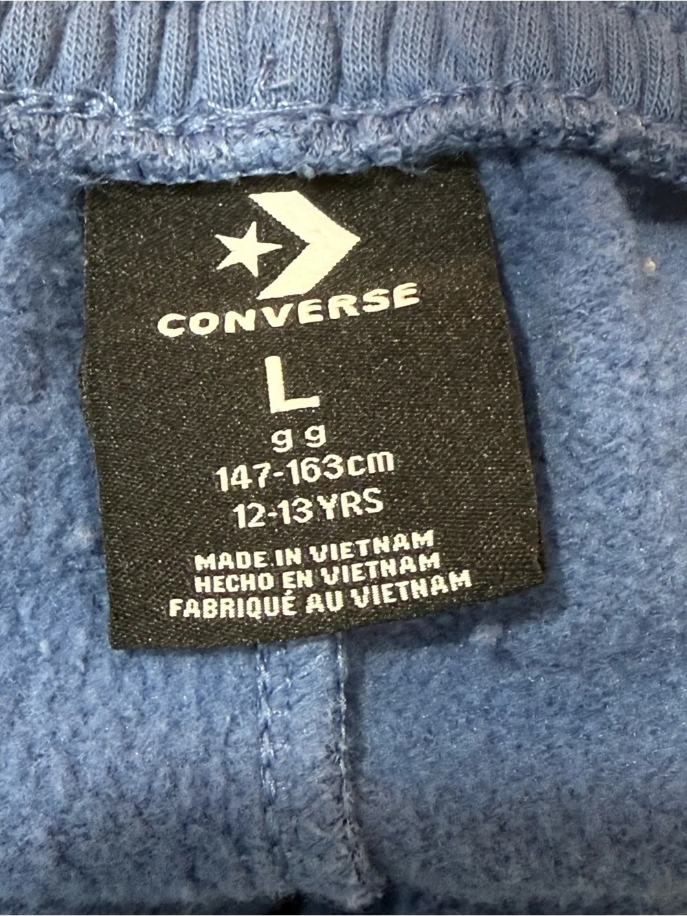 Converse Kids Fleece Jogger Sweatpants – Blue | Size L (12–13 Years / 147–163 cm